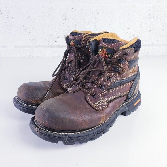 Thorogood  Men's 9W Gen-Flex2 6" Non Slip Soft Toe Leather Work Boots Brown - Picture 2 of 11